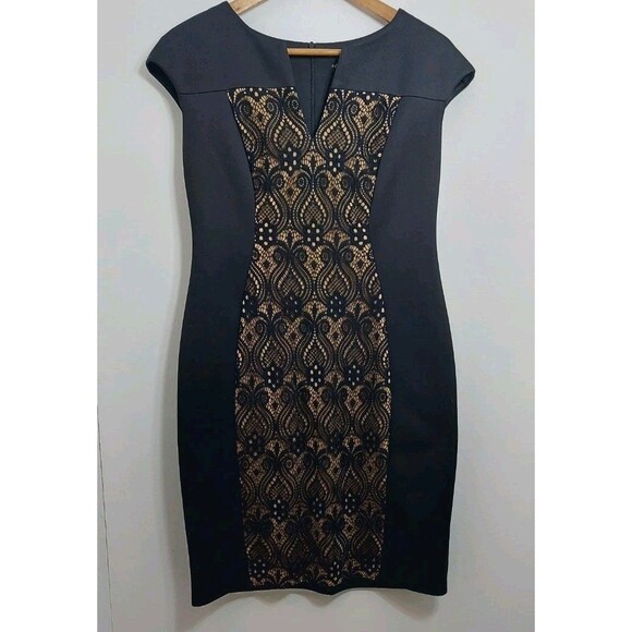 Connected Apparel Women's Size 8P Petite Dress LBD Slimming Affect Midi Cap - Picture 3 of 12